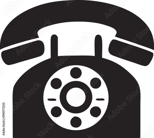 Vintage Rotary Telephone Icon – Classic Landline Phone Vector Symbol