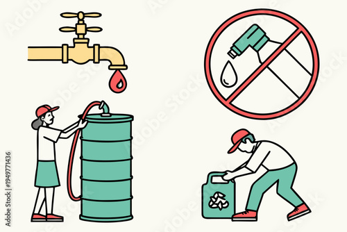 Proper water filling and recycling faucet barrel