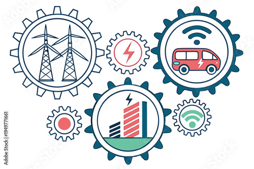 Renewable energy and transportation gears wind turbines electric vehicles