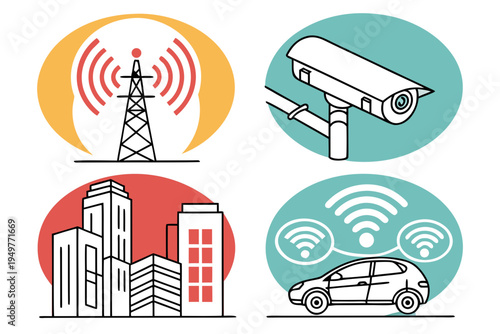 Wireless communication and transportation cell towers security cameras cars