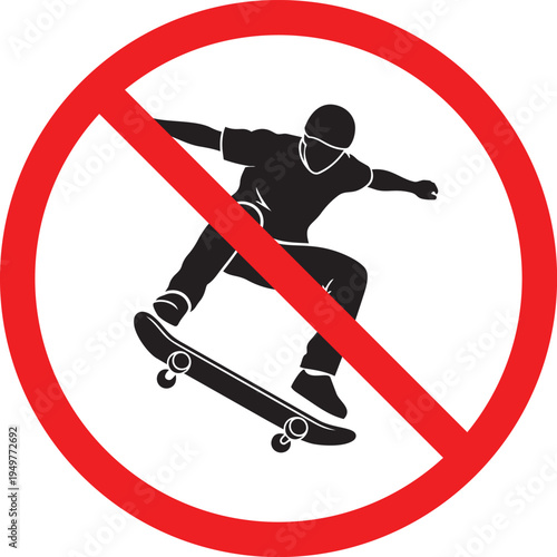No Skateboarding sign symbol use for Property Damage & Liability  isolated on white background   