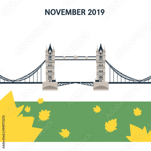 November 2019 London Bridge Vector Design vector illustration