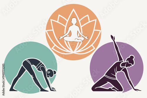 Yoga poses and meditation woman stretching