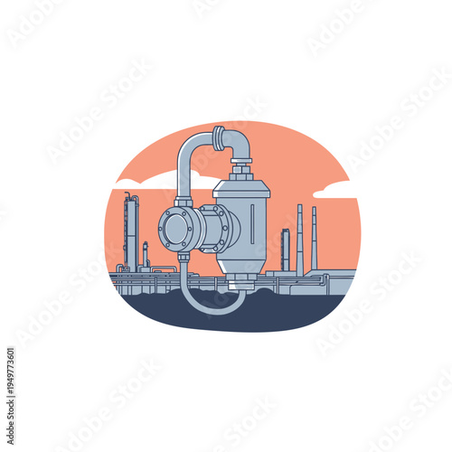 Industrial Plant Icon with Pipes and Reservoirs vector illustration