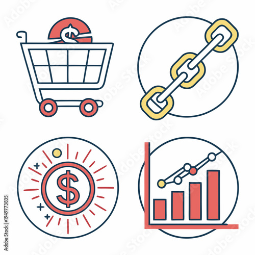 E-commerce and finance shopping cart link graph