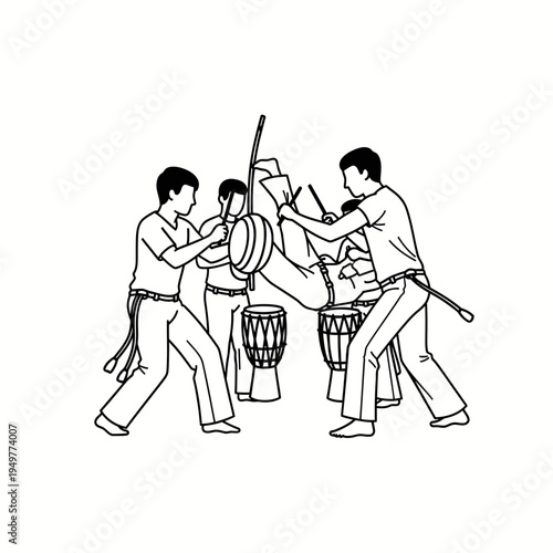 Capoeira Outline Silhouette vector illustration