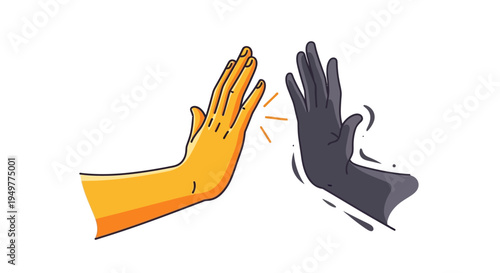 Teamwork High Five Collaboration Concept with Business Partnership Success