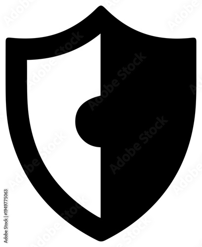 Secure boot trusted start icon shield symbol with lock black and white security concept