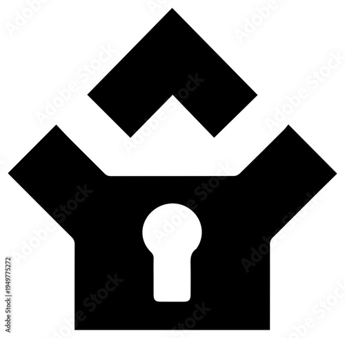 Black icon of a house with a keyhole and open roof symbolizing security culture and organizational protection