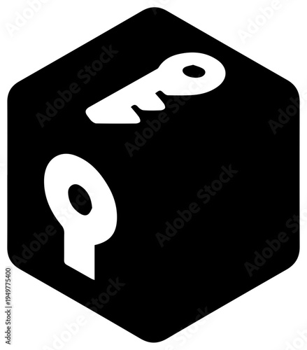 Conceptual illustration of a service account key block representing security access and digital identity in technology and business contexts rendered as a minimalist flat icon