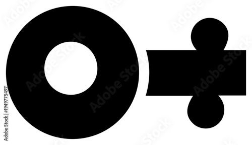 Service account key icon representing digital security and access control a black silhouette symbol on a white background ideal for technology and cybersecurity concepts