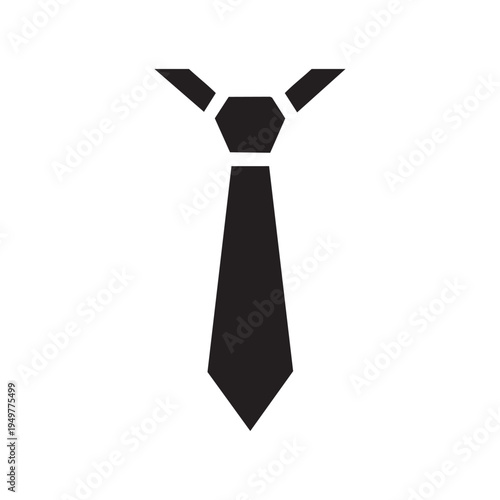 Minimalist black necktie icon representing professional business attire and formal fashion design