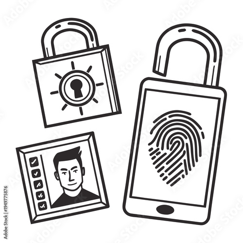 Digital security and identification lock smartphone fingerprint