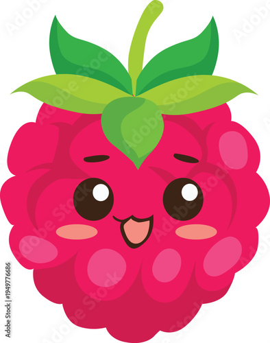 kawaii raspberry fruit flat style