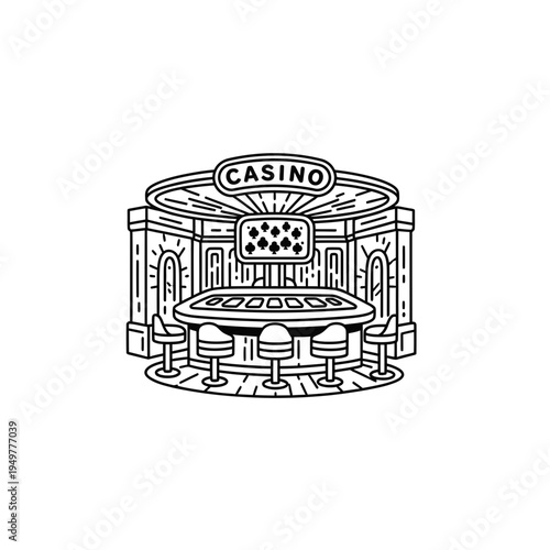 Casino Poker Table Outline Icon vector illustration