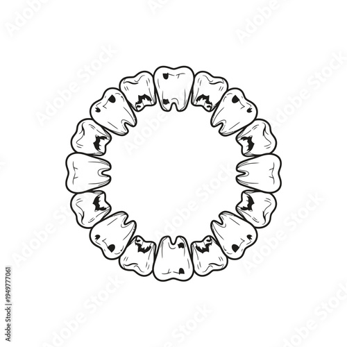 Tooth Circle with Cavities vector illustration