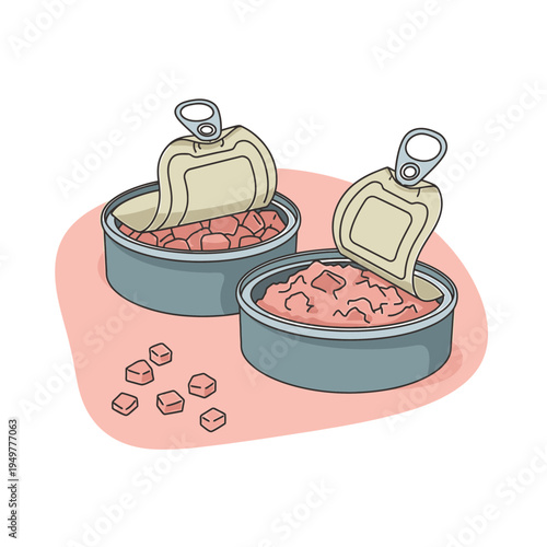 Open Canned Goods with Pull Tabs vector illustration