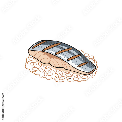 Delicious Saba Sushi on White Background vector illustration