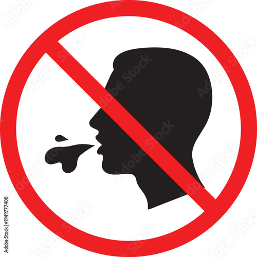 No spitting symbol prohibition sign indicating no spitting allowed vector illustration for public health and hygiene awareness