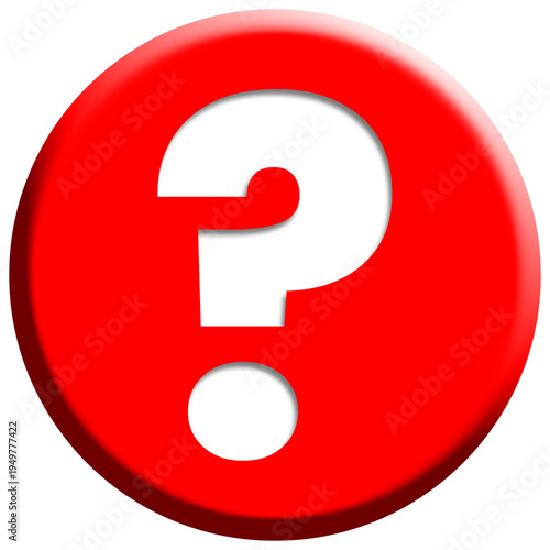 White question mark icon inside red circle help support faq button vector isolated on white background