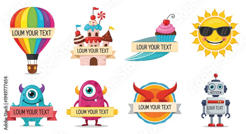 Photography Set of funny cartoon animals birds and monsters vector illustration icon set for