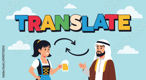 Translation concept with diverse people talking