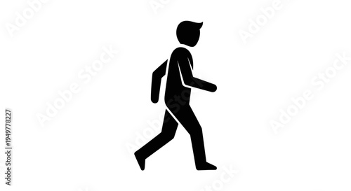 Person Running with Backpack Silhouette.