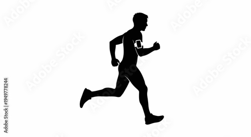 Man Running Silhouette in Motion Fast.