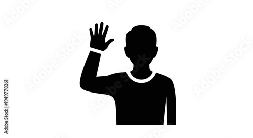 Person Silhouette Waving Hand Gesture.
