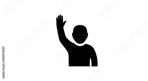 Person Waving Hand Up Silhouette.