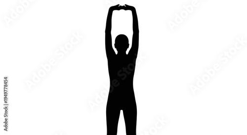 Person Stretching Upwards in Silhouette.