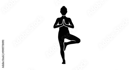 Woman in Yoga Tree Pose Silhouette.