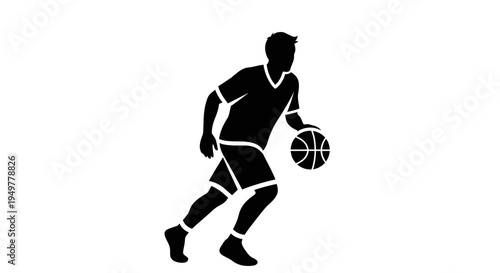 Man Playing Basketball Sport Silhouette.