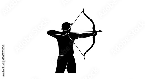 Man aiming bow and arrow backwards.