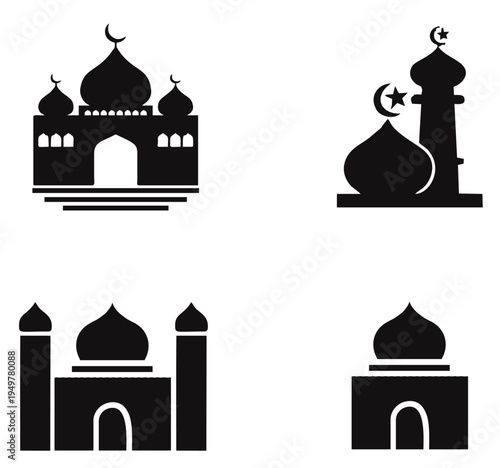 Set of 4 mosque icons vector