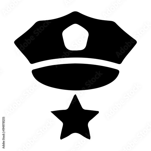 Police Hat and Badge Icon