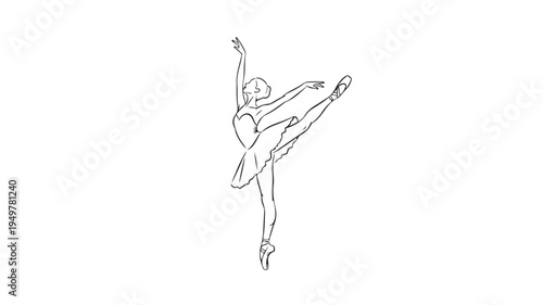 A ballet dancer performs an elegant leap in a studio with precise movements.