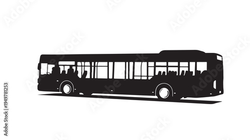 A double-decker bus drives through the city streets at daytime