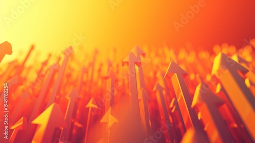 Colorful Abstract Light Arrows Ascending Vividly Against a Dark Background