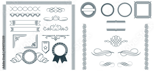 Certificate ornament collection. Certificate border and ornamental divider collection