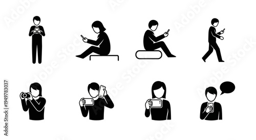 People using mobile phones variously.