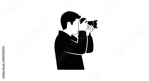 Man holding camera and taking photo.