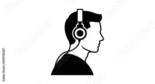 Man wearing headphones profile view.