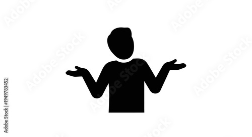 Black silhouette of a person shrugging.