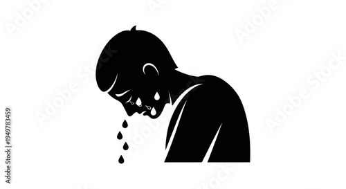 Sick person vomiting into air.