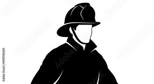 Firefighter Wearing Helmet and Coat.