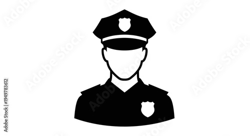 Police Officer Wearing Uniform Hat.