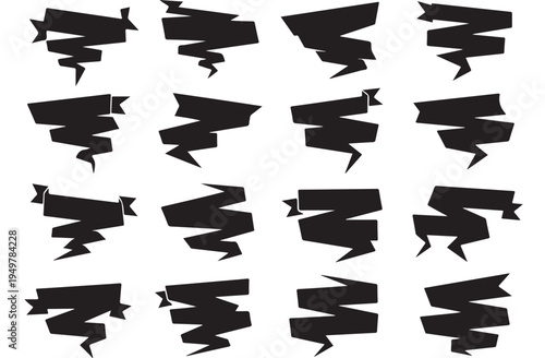 Black silhouettes of various airplanes flying in formation against a white background