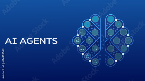 Ai agents concept a brain formed by interconnected nodes