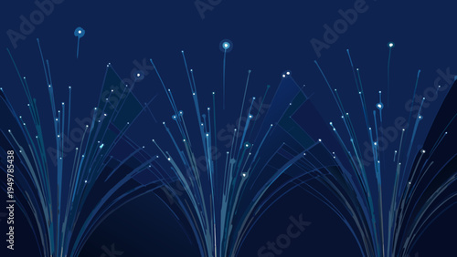 Abstract digital network with glowing blue lines and scattered light points